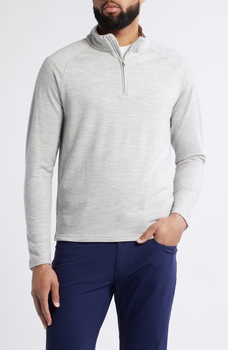 Peter Millar Crown Crafted Excursionist Flex Quarter Zip Merino Wool Blend Pullover, Main, color, 