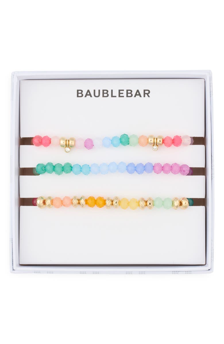 BaubleBar Set of 3 Just Bead Cause Bracelets, Main, color, Green Multi