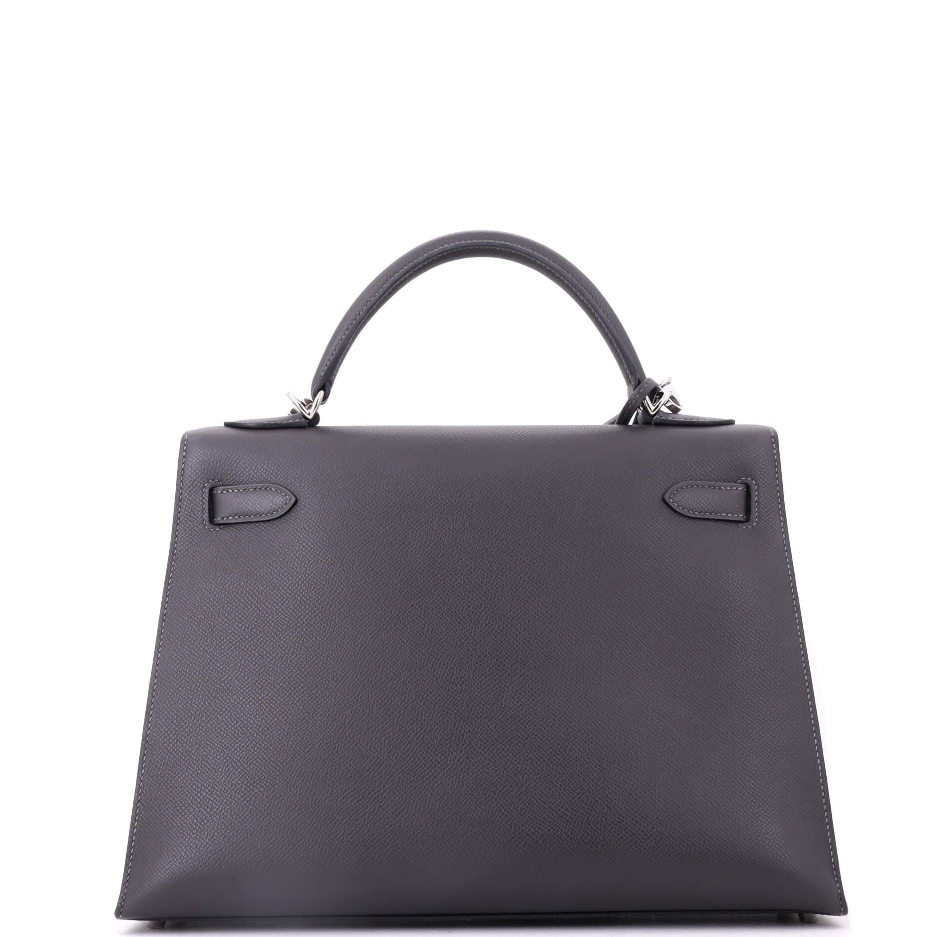 Pre-Owned Hermes Kelly Handbag Grey Epsom with Palladium Hardware 32, Alternate, color, Graphite