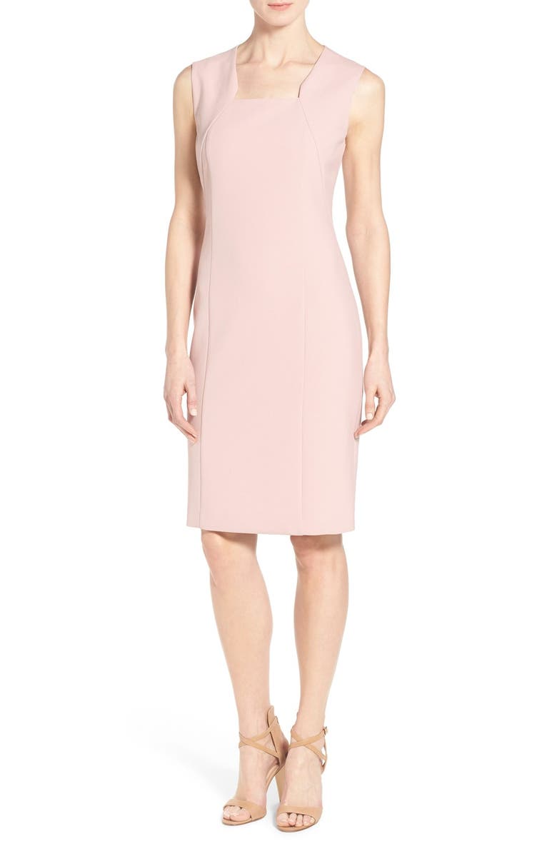 BOSS 'Diopena' Square Neck Ponte Sheath Dress, Main, color, 