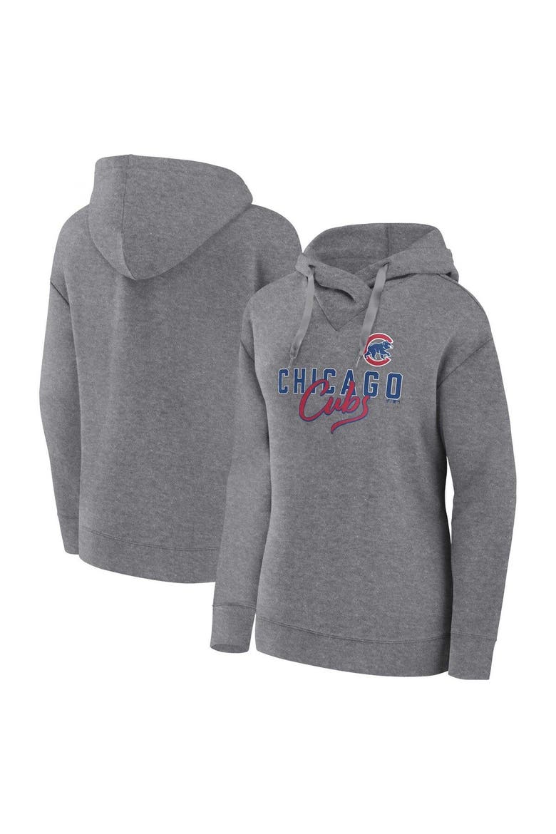 Women's Profile Heather Gray Chicago Cubs Plus Size Pullover Hoodie, Main, color, Heather Gray