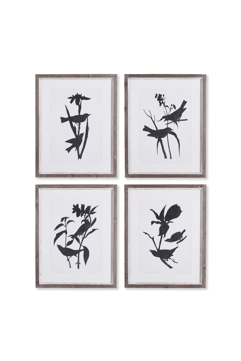 Bird Silhouette Prints Set of 4, Main, color, Black