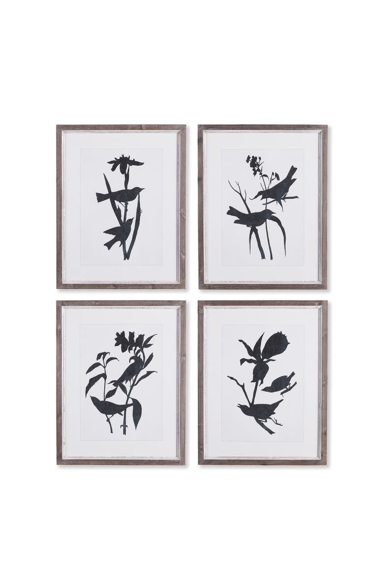 Napa Home & Garden Bird Silhouette Prints Set of 4, Main, color, Black