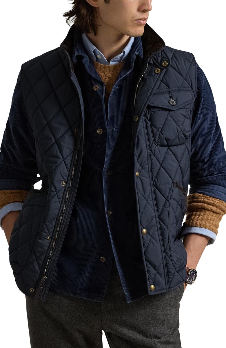 Polo Ralph Lauren Beaton Quilted Utility Vest, Main, color, College Navy