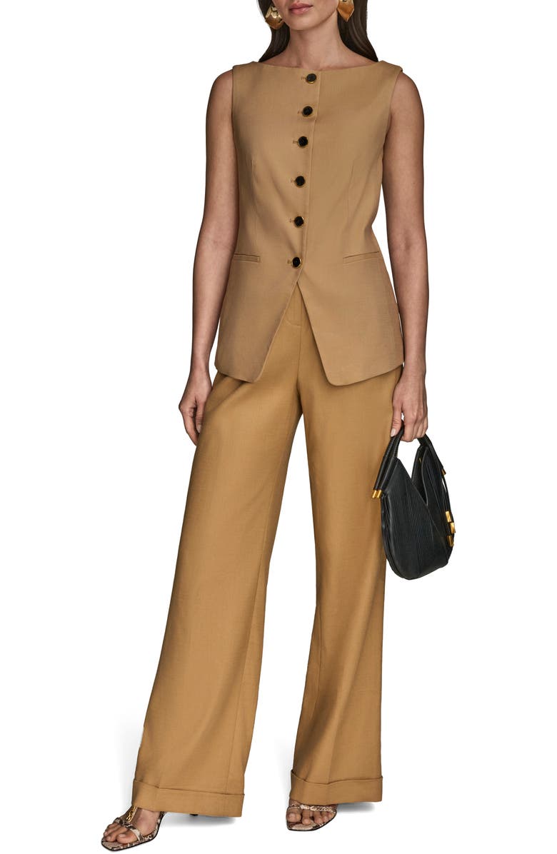 Donna Karan New York Linen Blend Vest, Alternate, color, Fawn