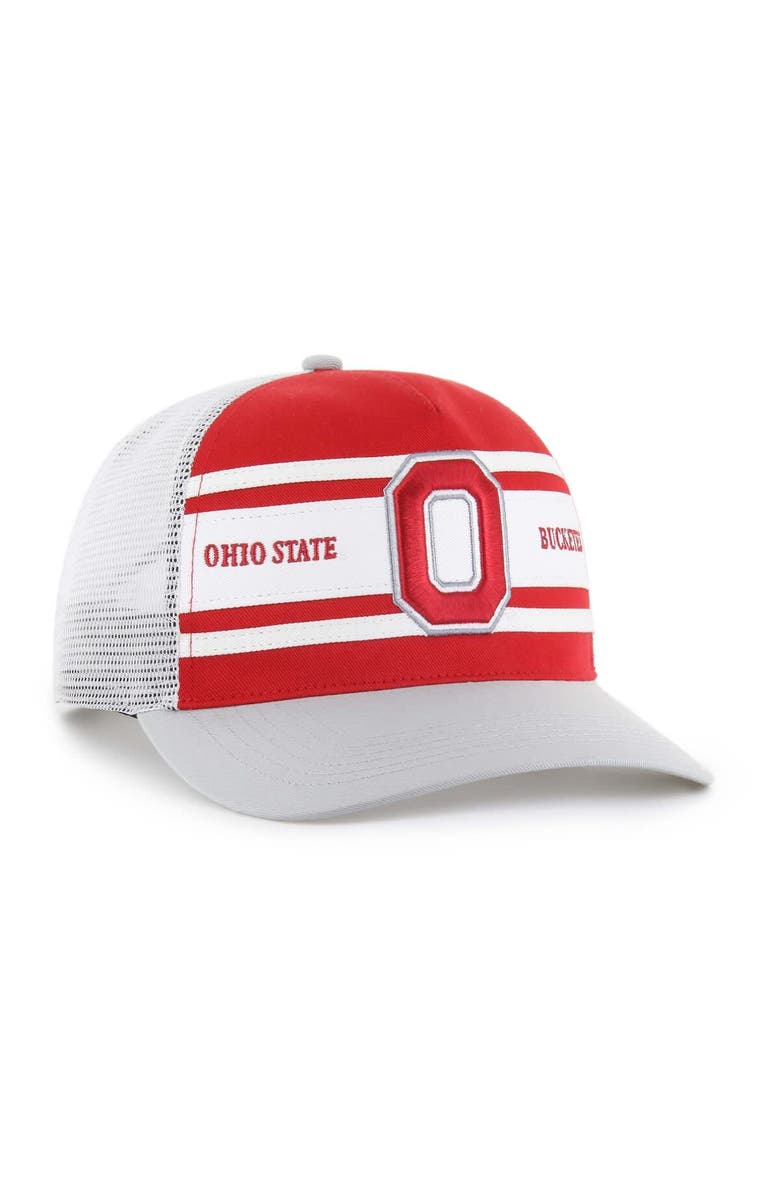 '47 Youth '47 Scarlet/Gray Ohio State Buckeyes Super Stripe Hitch Adjustable Trucker Hat, Alternate, color, 