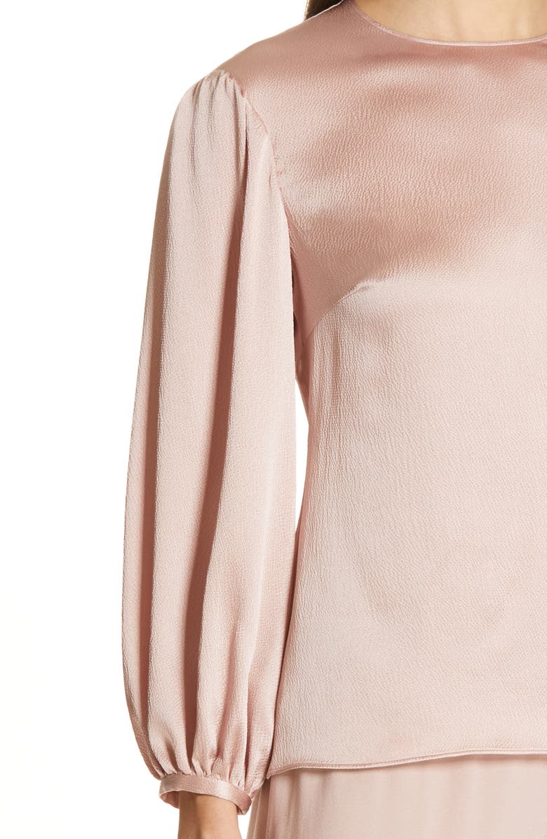 Mansur Gavriel Puff Sleeve Hammered Silk Blouse, Alternate, color,