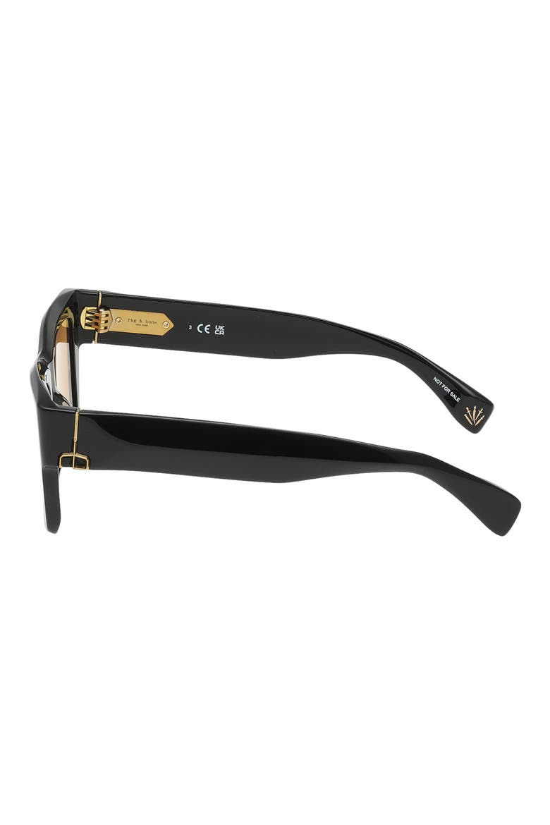 50mm Square Sunglasses, Alternate, color, SHINY BLACK AMBER LENSES