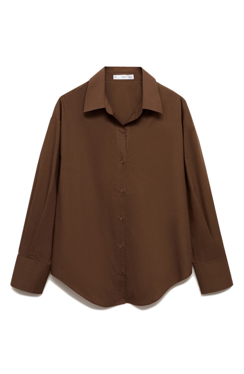 MANGO Cotton Button-Up Shirt, Alternate, color, Brown