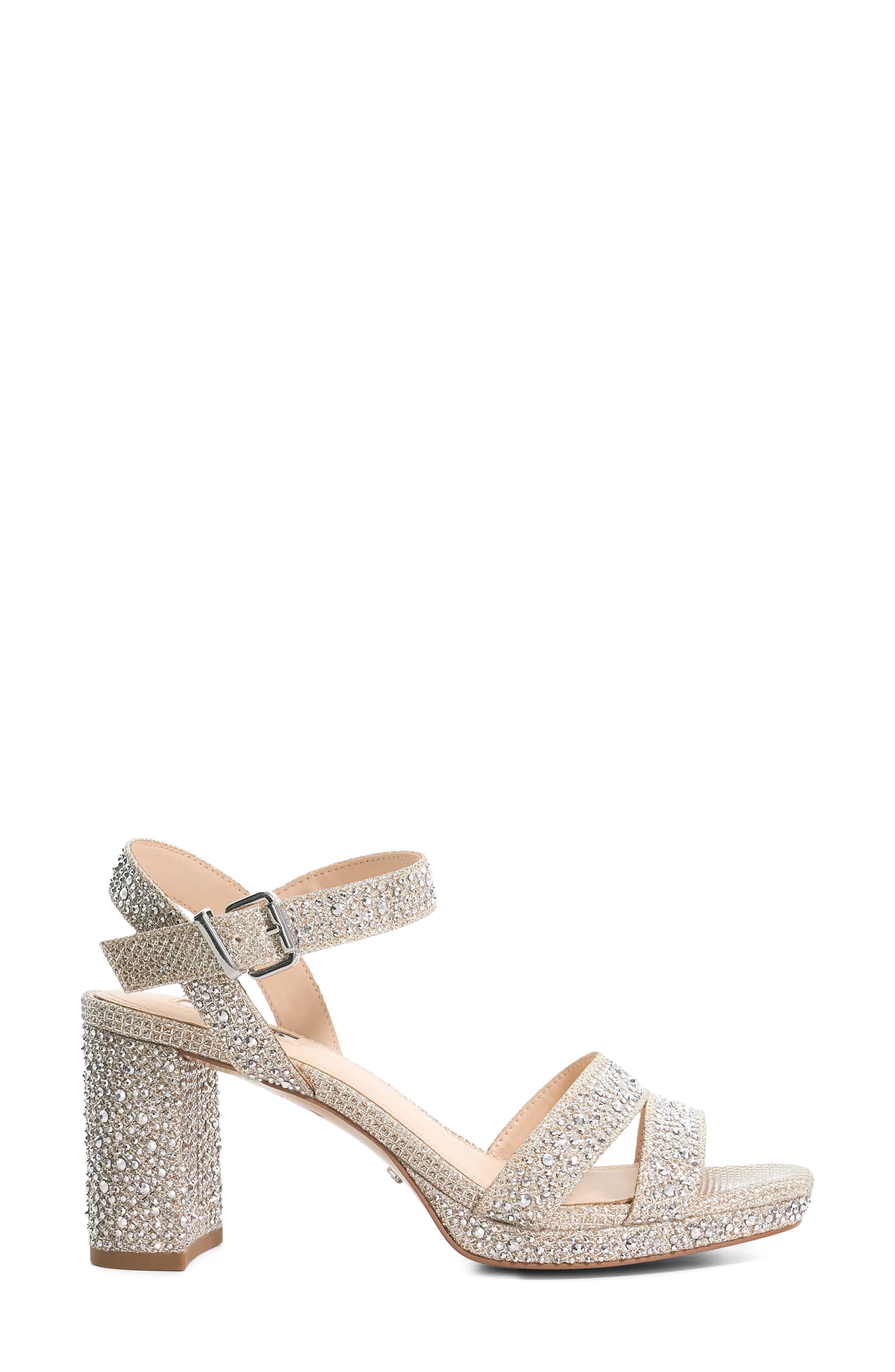 Dune London Manifesting Platform Sandal, Alternate, color, Gold Rhinestones