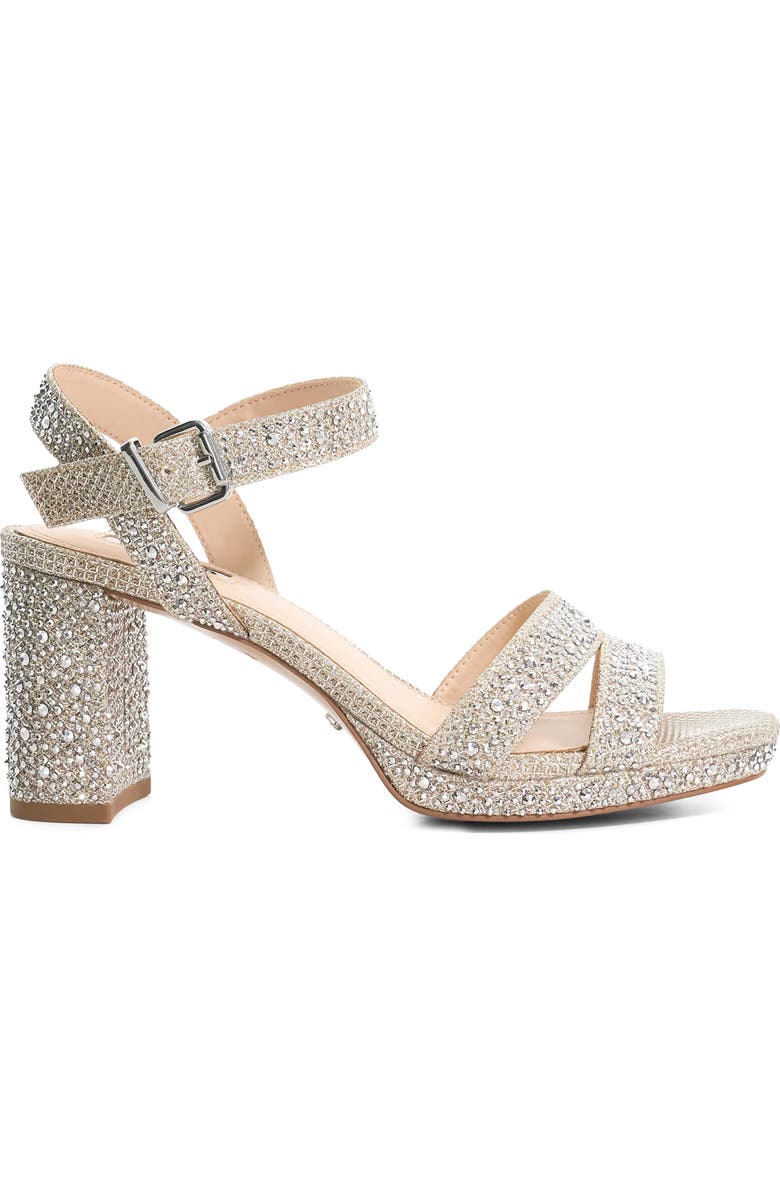 Dune London Manifesting Platform Sandal, Alternate, color, Gold Rhinestones