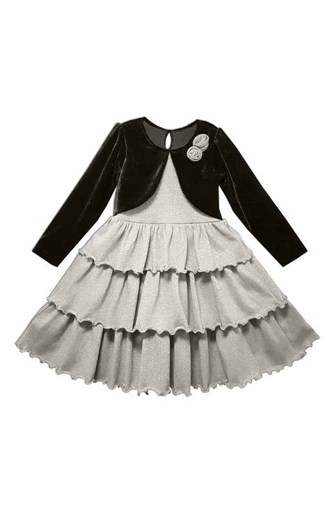 Kids' Tiered Dress with Attached Bolero