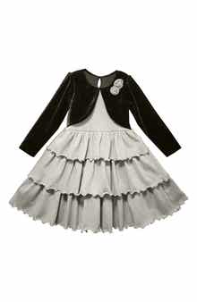 Kids' Tiered Dress with Attached Bolero