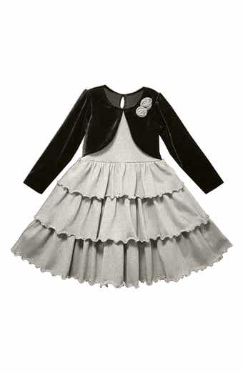 Kids' Tiered Dress with Attached Bolero
