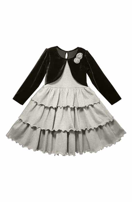 Kids' Tiered Dress with Attached Bolero