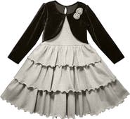 JOE-ELLA Kids' Tiered Dress with Attached Bolero