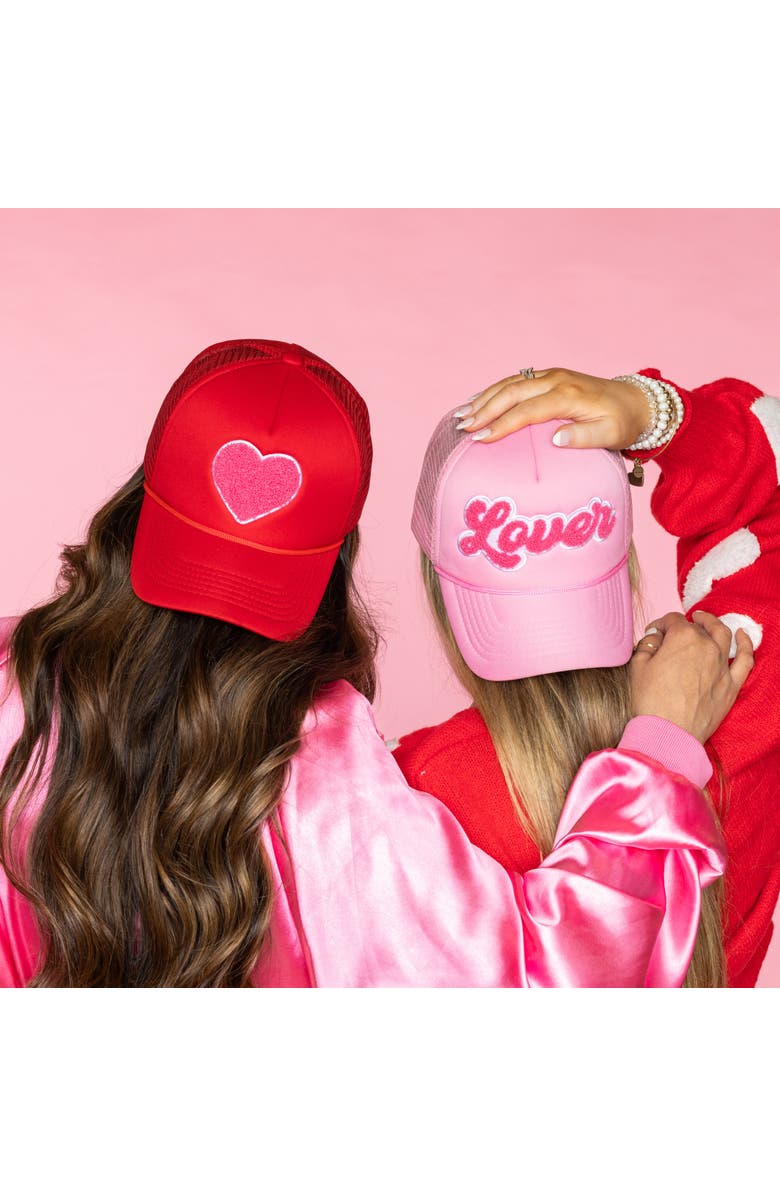 Totalee Gift Lover Fuzzy Patch Trucker Hat Cotton Pink, Alternate, color, Pink