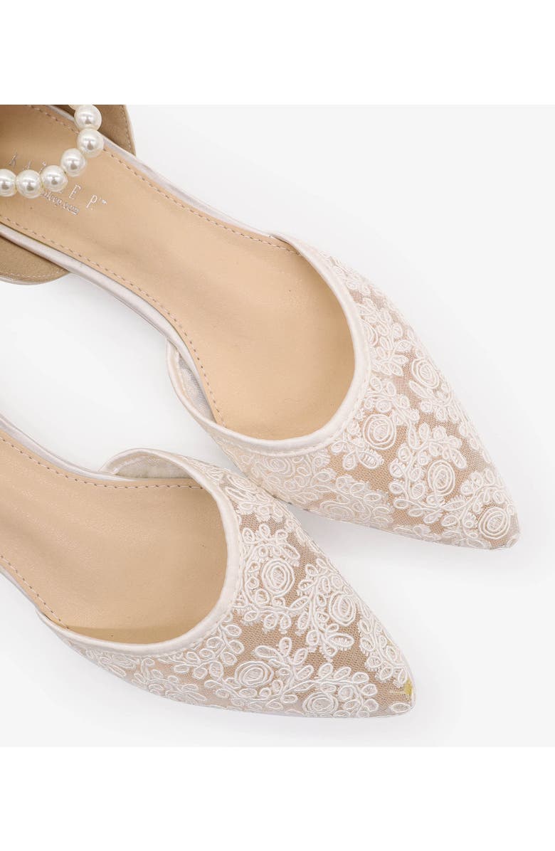 Kailee P Twila Crochet Lace pointed toe with All Pearls Ankle Strap, Alternate, color,