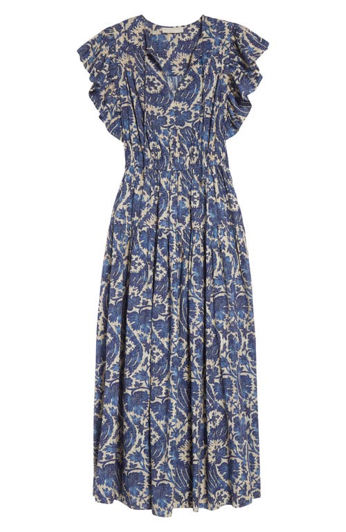 Ulla Johnson Kairi Flutter-sleeve Midi Dress In Blue