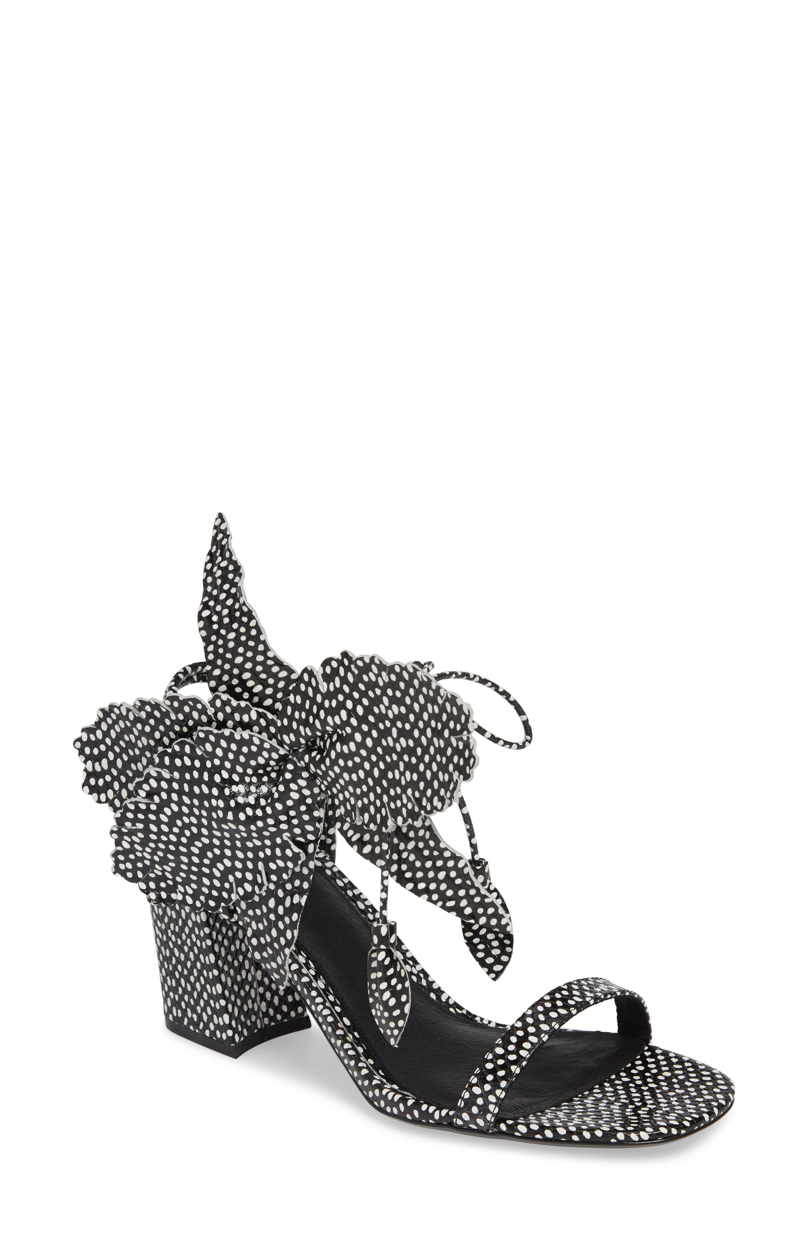 Hibiscus Sandal, Main, color, BLACK AND WHITE DOT