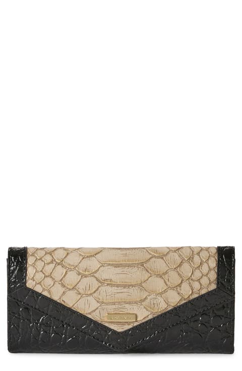 Veronica Melbourne Croc Embossed Leather Envelope Wallet