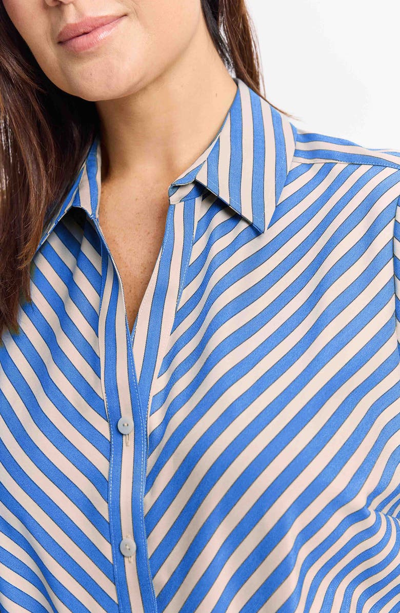 Foxcroft Mary Neutral Stripe Stretch Button-Up Shirt, Alternate, color, Blue
