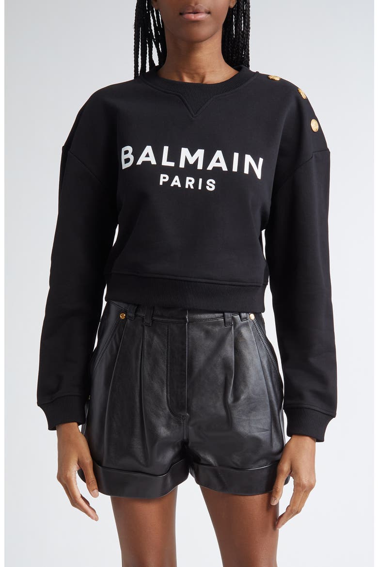 Crop Logo Graphic Sweatshirt, Main, color, EAB BLACK/WHITE