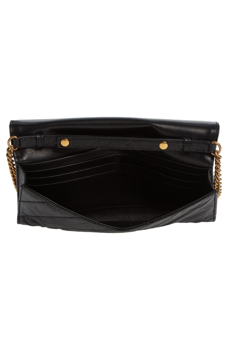 Balenciaga Crush Leather Wallet on a Chain, Alternate, color,