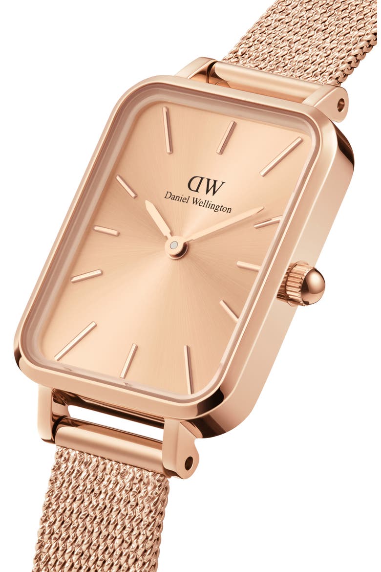 Quadro Unitone Mesh Strap Watch, 20mm x 26mm, Alternate, color, ROSE GOLD UNITONE