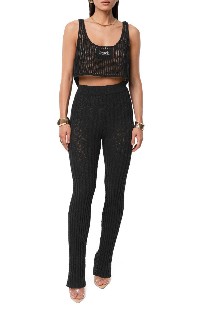 Island Nights Open Knit Crop Top, Alternate, color, BLACK