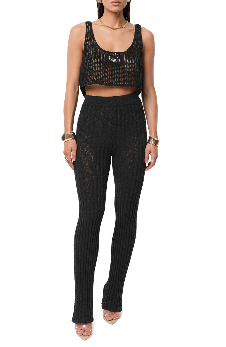 JLUXLABEL Island Nights Open Knit Crop Top, Alternate, color, Black
