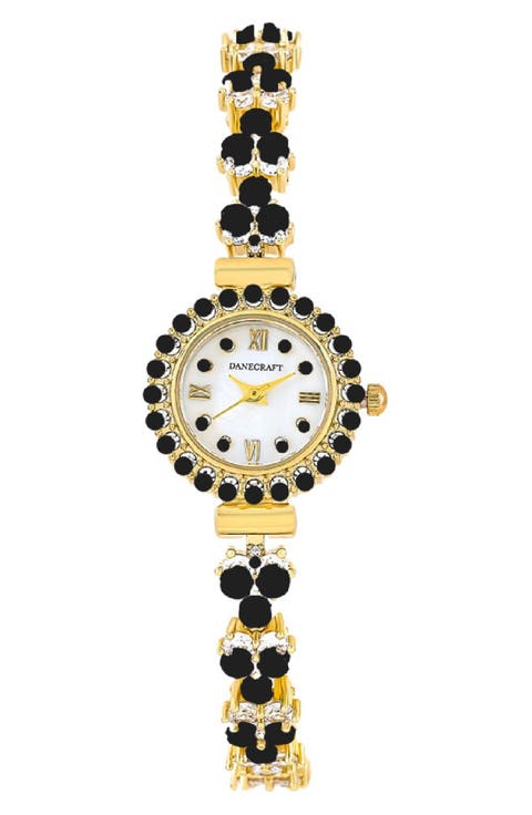 Crystal Mother-of-Pearl Quartz Bracelet Watch, 23mm