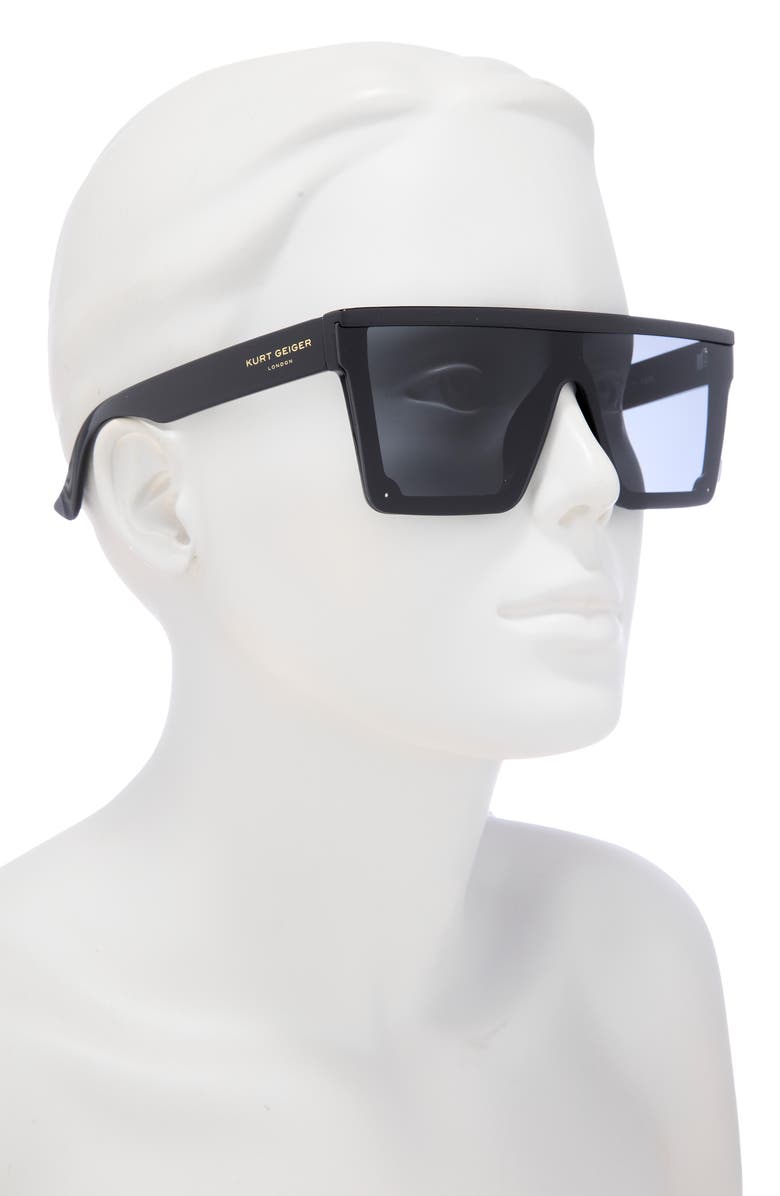 Kurt Geiger London 99mm Flat Top Sunglasses, Alternate, color, Solid Black