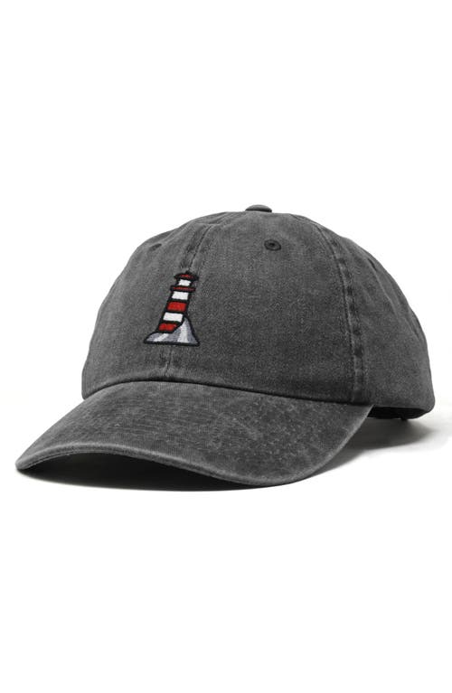 Dalix Lighthouse Embroidered Dad Hat In Washed Black