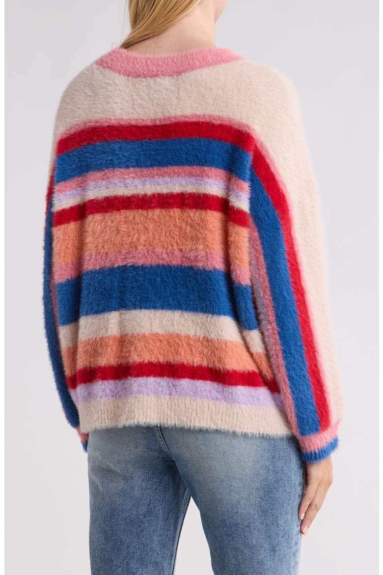Stripe Hair Yarn Crewneck Sweater, Alternate, color, CREME MULTI
