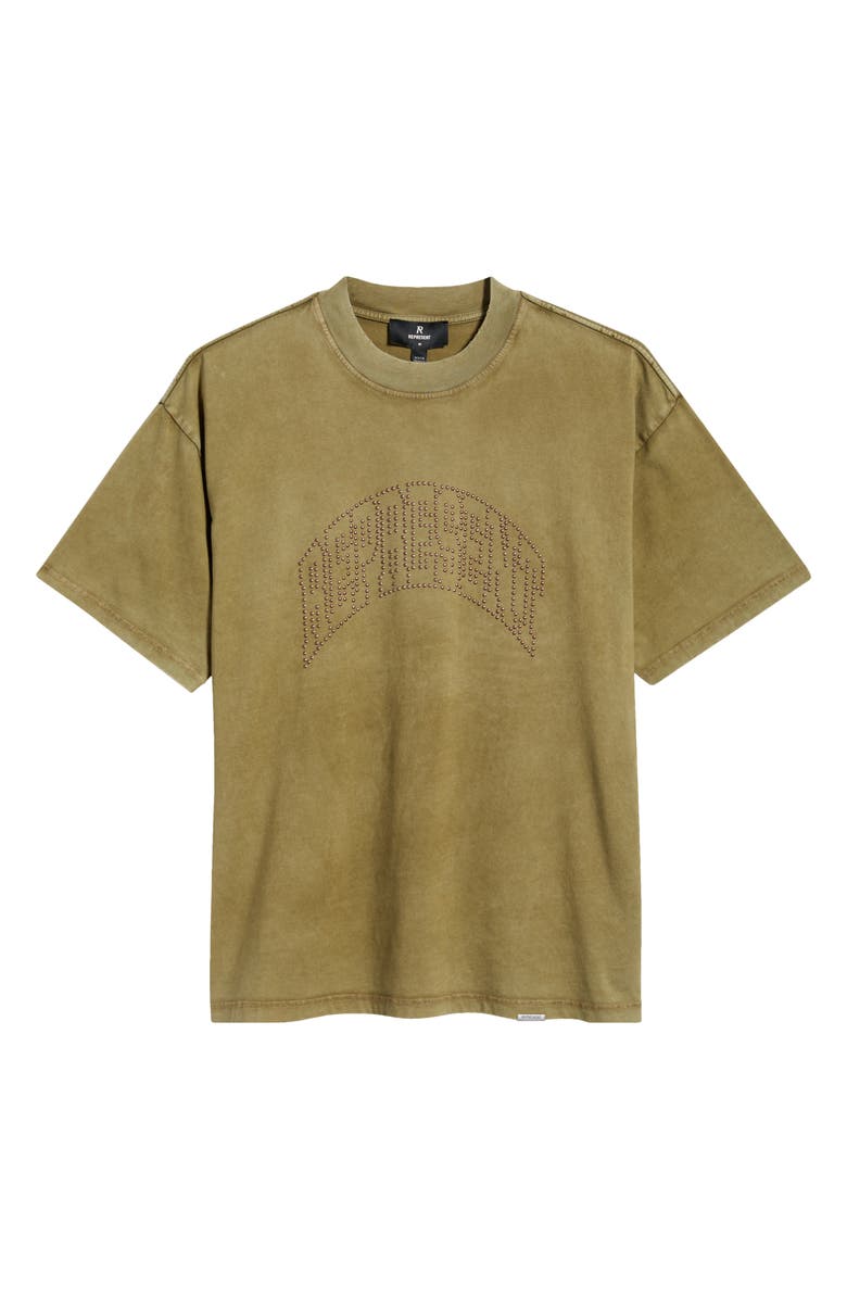 Represent Embellished Stud Logo Cotton Graphic T-Shirt, Main, color, Vintage Khaki
