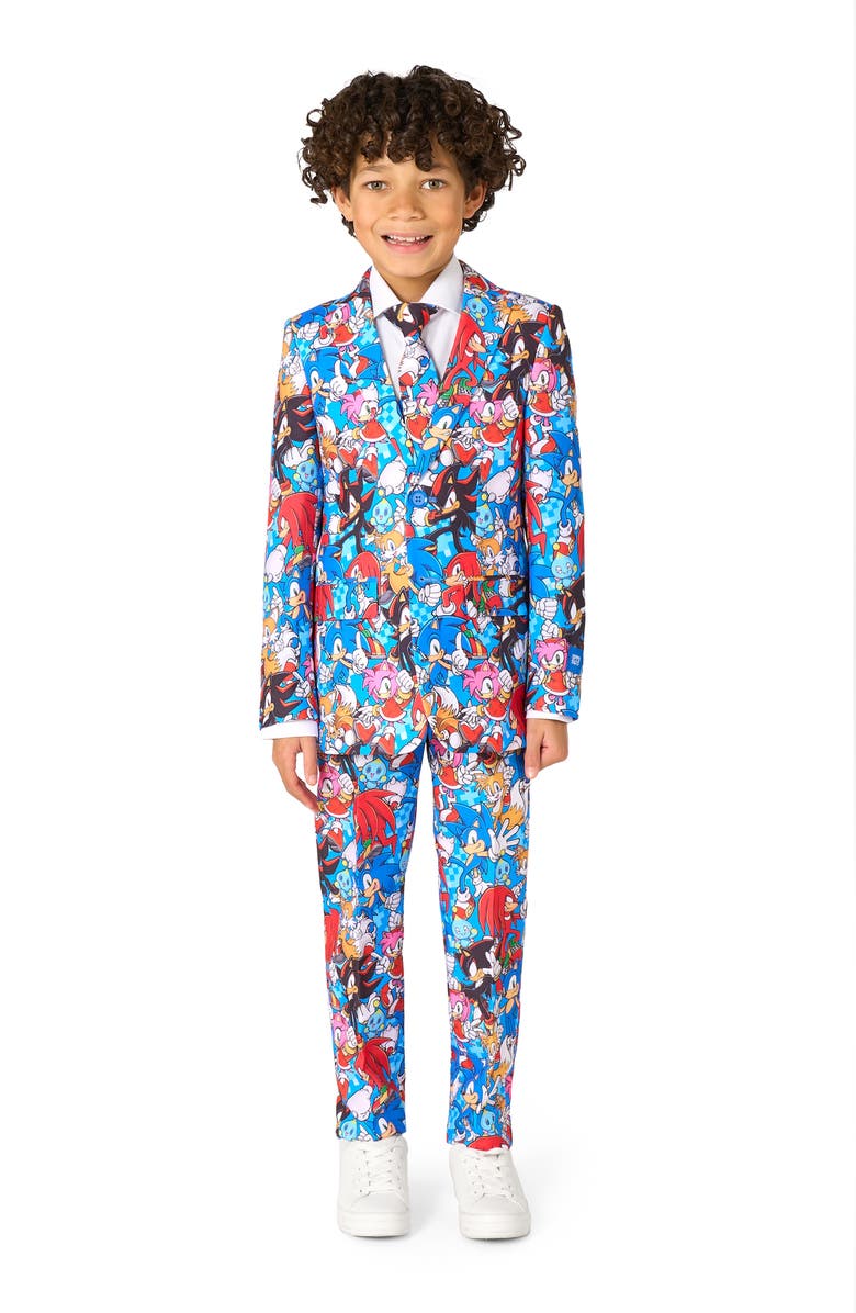 OppoSuits Kids' Sonic the Hedgehog<sup>™</sup> Two-Piece Suit & Tie Set, Main, color, Blue Multi