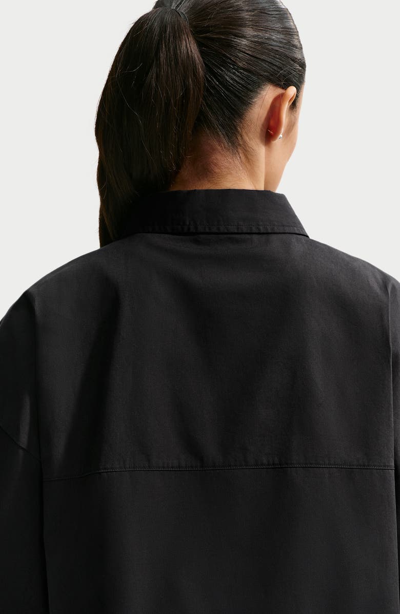 Nike Sportswear Chill Cotton Poplin Oversize Button-Up Shirt, Alternate, color, Black/ Summit White