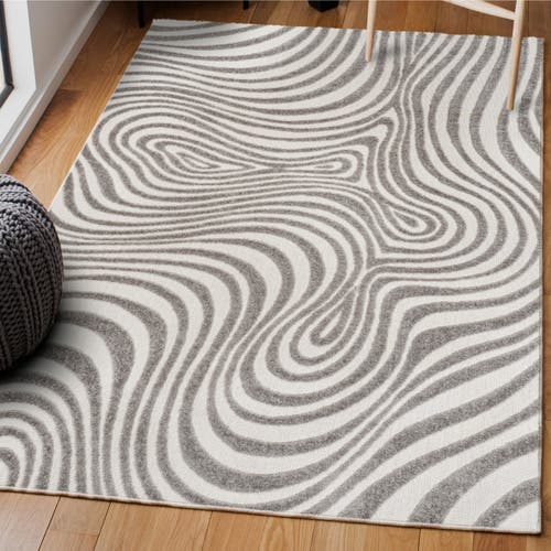 Jonathan Y Maribo High-low Abstract Groovy Striped Indoor/outdoor Area Rug In Gray/ivory