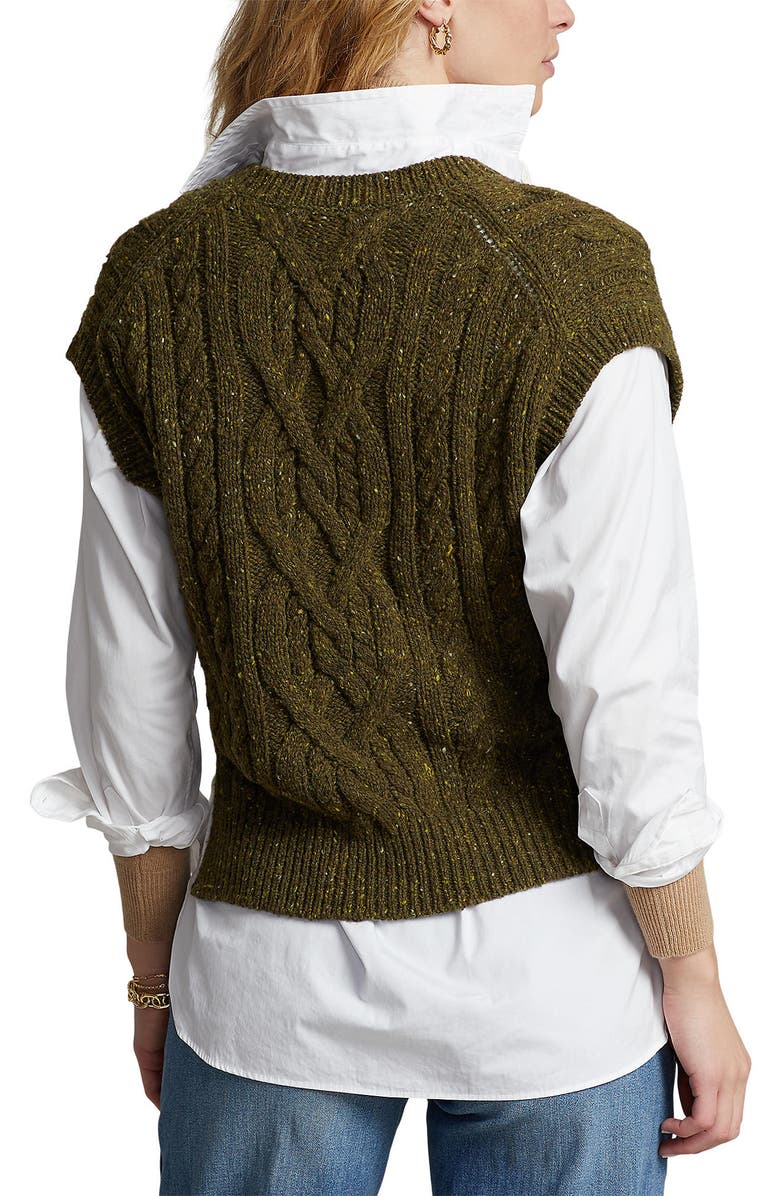 Polo Ralph Lauren Aran Cable Knit Sweater Vest, Alternate, color,