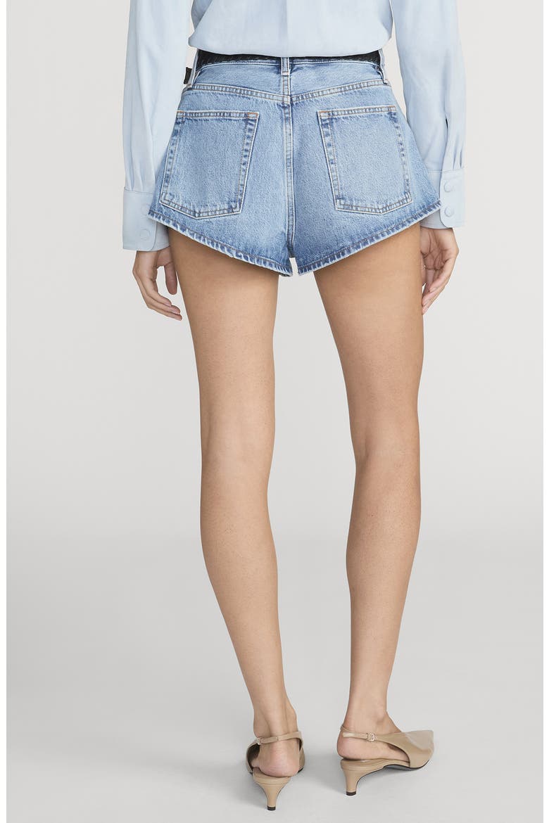 The Tilt High Rise Denim Mini Shorts, Alternate, color, JUNA