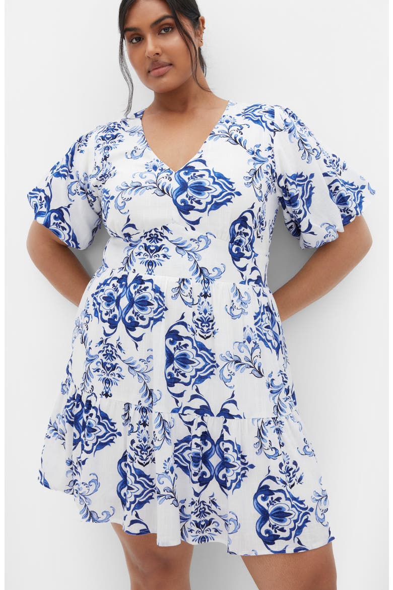 Winslow Print Puff Sleeve Dress, Alternate, color, WILLOW BIRD