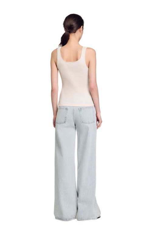 Sandro Rhinestoned Tank Top In Ecru