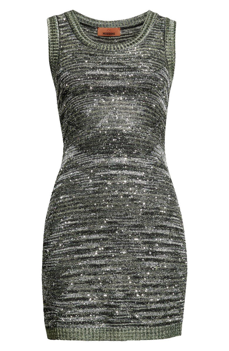 Missoni Metallic Space Dye Stripe Mini Sweater Dress, Alternate, color, Space Dyed Black/ Green
