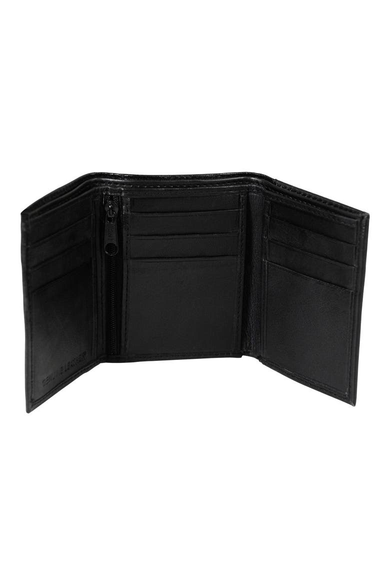'Oxford' Monogram Leather Trifold Wallet, Alternate, color, BLACK - BLANK