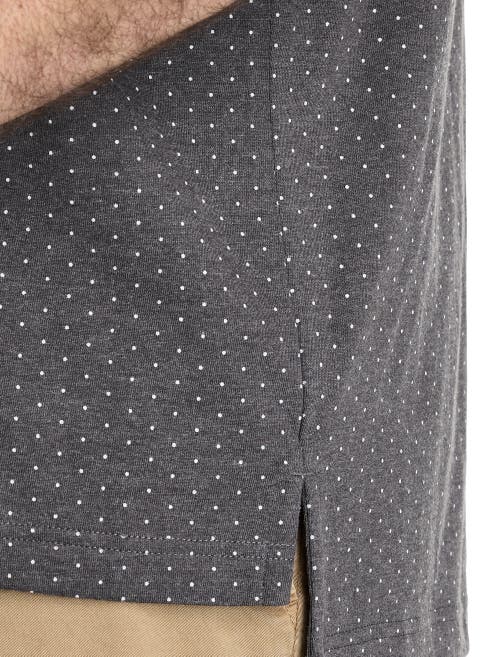 Harbor Bay By Dxl Big & Tall Pin Dot Printed Polo Shirt In Grey Heather