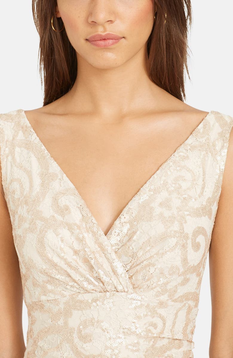Lauren Ralph Lauren Sequin Lace V-Neck Column Gown, Alternate, color,