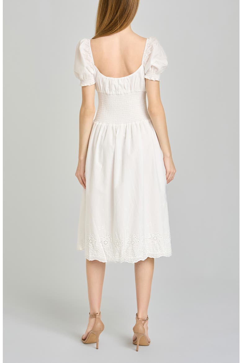 x Hannah Lovey Porter Dahlia Eyelet Detail Cotton Dress (Nordstrom Exclusive), Alternate, color, IVORY