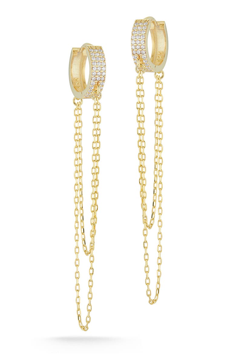 Cubic Zirconia Chain Drop Earrings, Main, color, GOLD