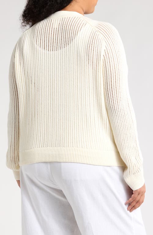 Shop Caslon ® Pointelle V-neck Cardigan In Ivory Pristine